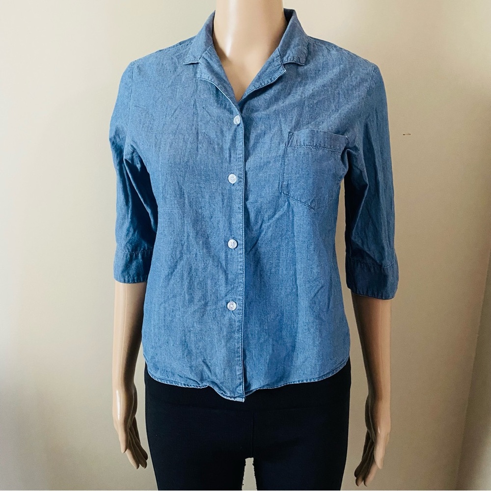 GAP Denim 3/4 Sleeve Button-Down Shirt, women’s XSP